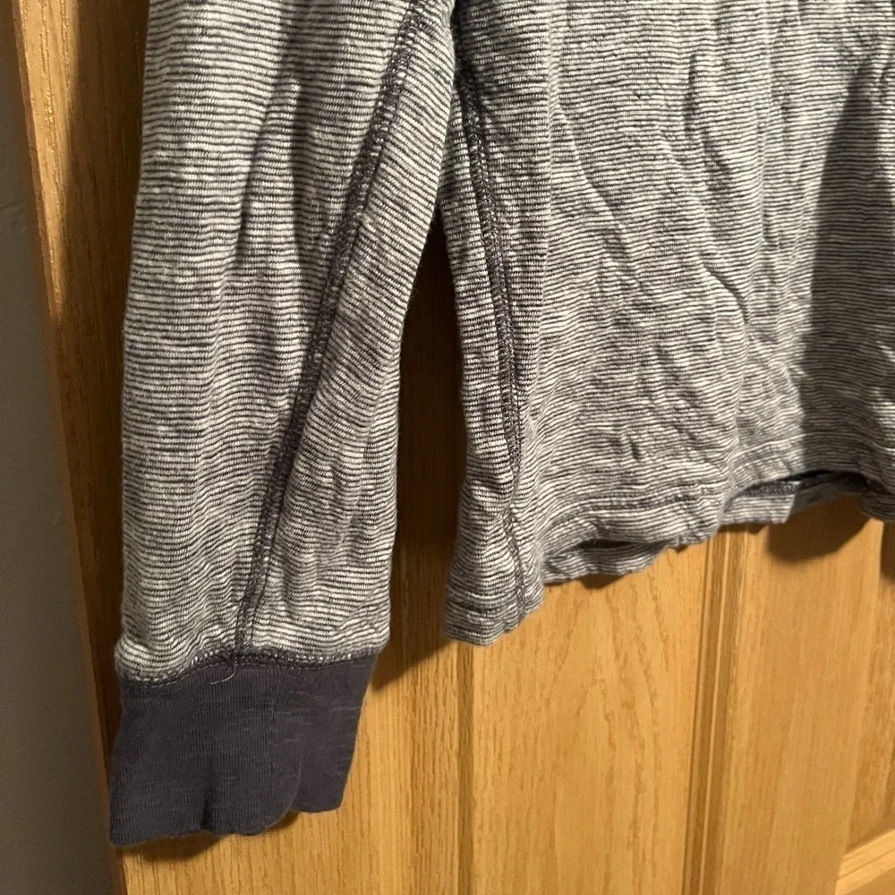 J.Crew Men's Henley Double-knit Blue White Pinstripe Cotton Blend Long Sleeves